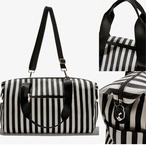 Alice + Olivia Monochrome Striped Travel Bag
